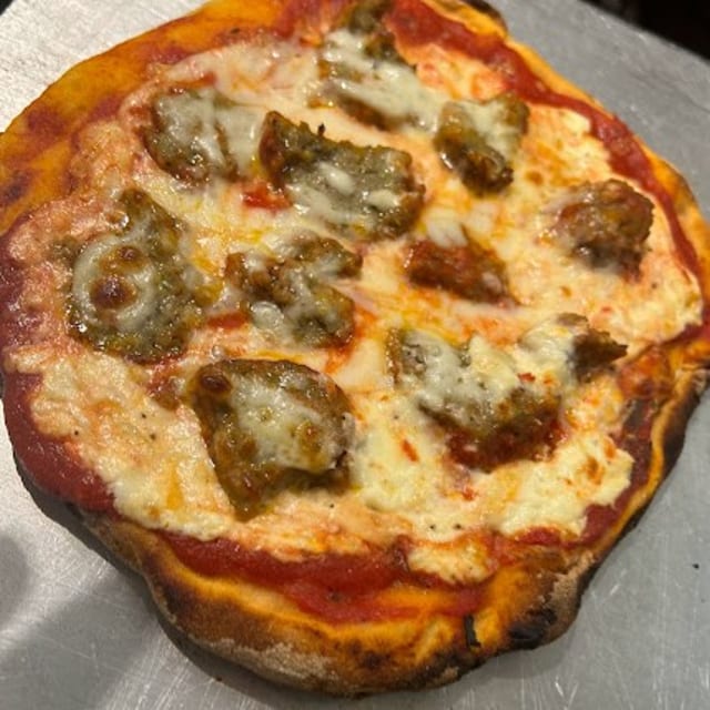 (Baked) Meatball Pizza.